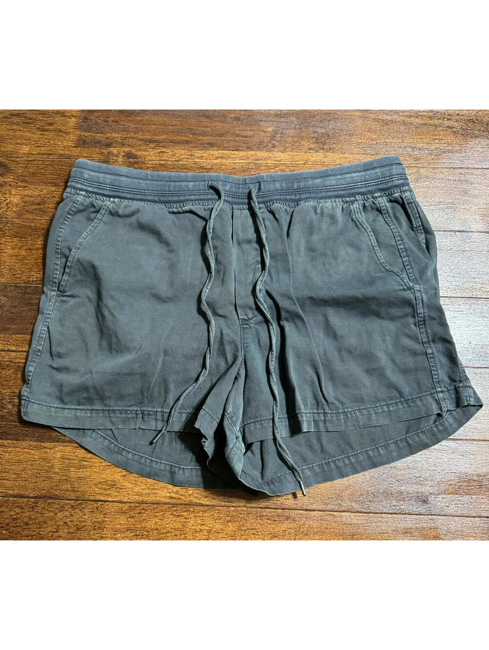 Gap Rib Pull On Shorts Womens Large Washed Dark Green Drawstring Lyocell Blend